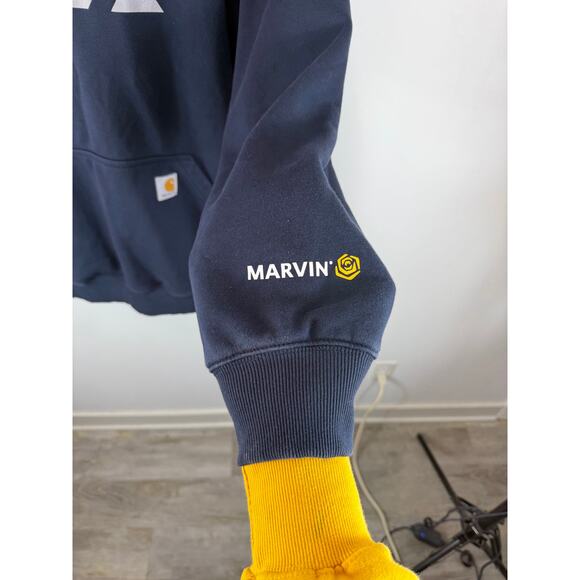 Carhartt Rain Defender Hoodie Navy Blue Size XL Loose Fit - Picture 9 of 9